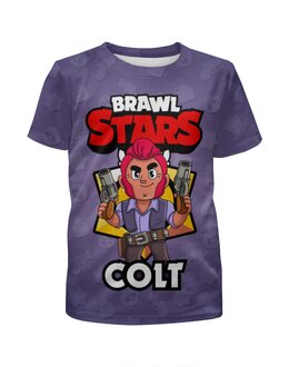 Заказать детскую футболку в Москве. Футболка с полной запечаткой для девочек BRAWL STARS COLT от geekbox - готовые дизайны и нанесение принтов.