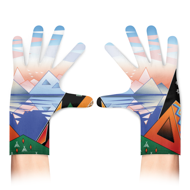 Printio Перчатки с полной запечаткой Абстрактный пейзаж с горами и морем printio футболка с полной запечаткой мужская абстрактный пейзаж с горами и морем