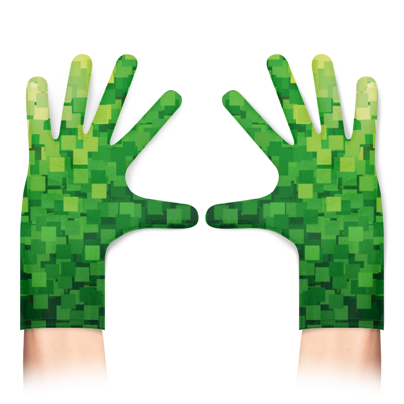 Printio Перчатки с полной запечаткой Зеленые квадраты
