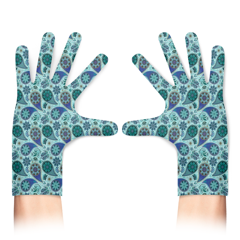 Printio Перчатки с полной запечаткой Пейсли детская футболка абстрактные цветы с лицами внутри 140 синий