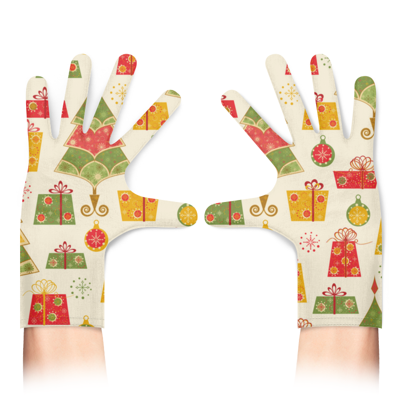 Printio Перчатки с полной запечаткой Новогодние узоры printio толстовка с полной запечаткой новогодние узоры