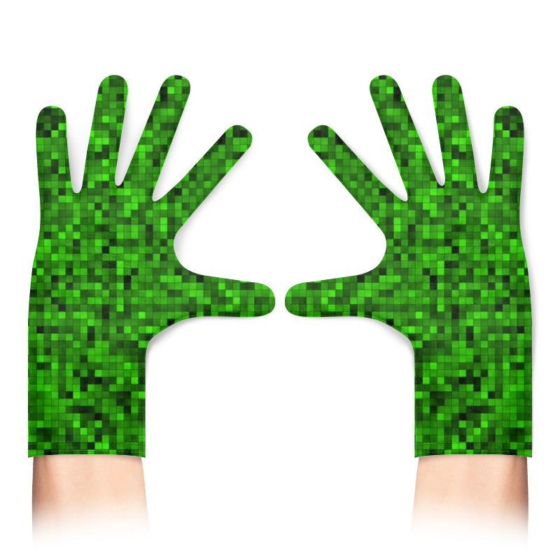 Printio Перчатки с полной запечаткой Зеленые квадраты