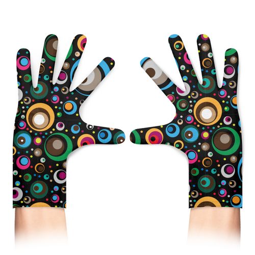 Заказать перчатки в Москве. Перчатки с полной запечаткой Разноцветные круги от IrinkaArt  - готовые дизайны и нанесение принтов.
