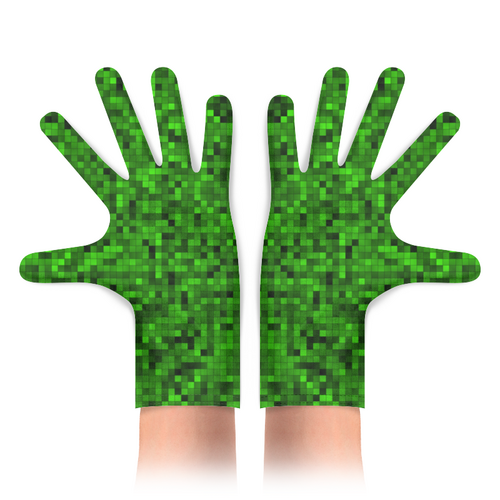 Заказать перчатки в Москве. Перчатки с полной запечаткой Зеленые Квадраты от MariYang  - готовые дизайны и нанесение принтов.