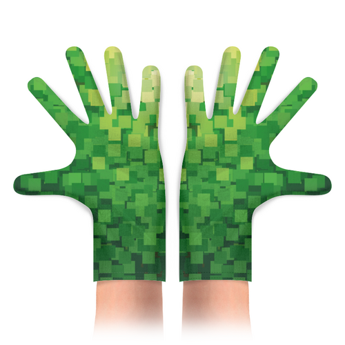 Заказать перчатки в Москве. Перчатки с полной запечаткой Зеленые Квадраты от MariYang  - готовые дизайны и нанесение принтов.