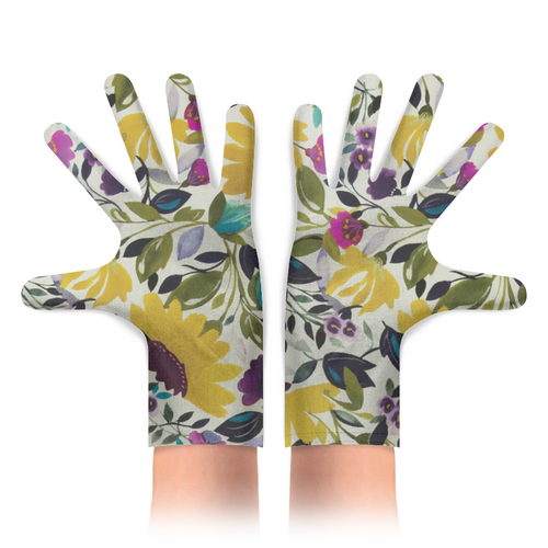 Заказать перчатки в Москве. Перчатки с полной запечаткой цветы от solntse - готовые дизайны и нанесение принтов.