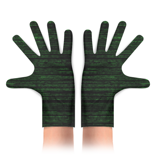Заказать перчатки в Москве. Перчатки с полной запечаткой Матрица Бинарный КОд от MariYang  - готовые дизайны и нанесение принтов.