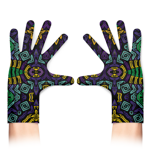 Заказать перчатки и варежки в Москве. Перчатки с полной запечаткой maya and aztecs psychedelic abstraction от Андрей Andr0Med0S - готовые дизайны и нанесение принтов.