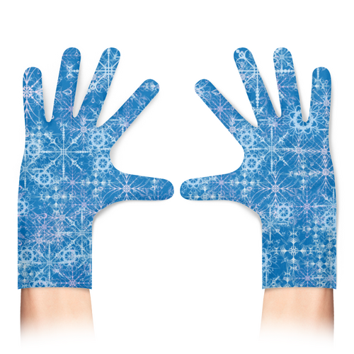 Заказать перчатки в Москве. Перчатки с полной запечаткой Снежинки от IrinkaArt  - готовые дизайны и нанесение принтов.