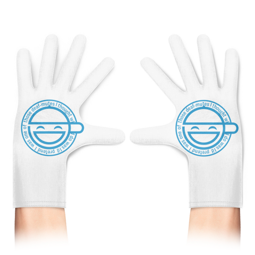 Заказать перчатки в Москве. Перчатки с полной запечаткой Смеющийся человек от GeekFox  - готовые дизайны и нанесение принтов.