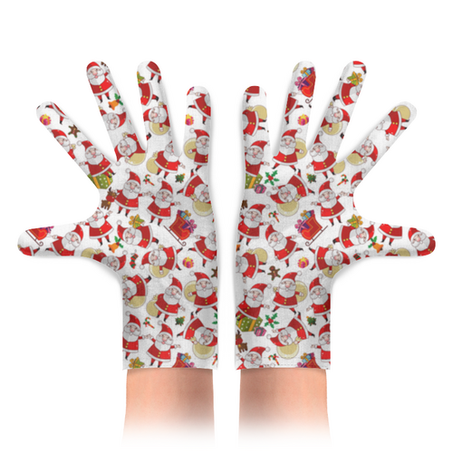 Заказать перчатки в Москве. Перчатки с полной запечаткой Дед Мороз от Media M  - готовые дизайны и нанесение принтов.