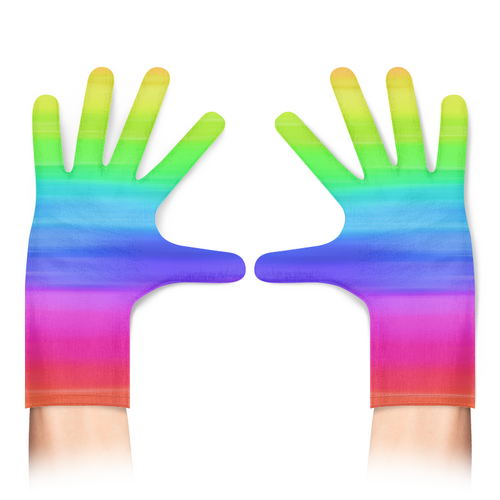 Заказать перчатки в Москве. Перчатки с полной запечаткой Разноцветные Полосы от MariYang  - готовые дизайны и нанесение принтов.