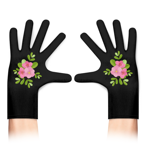 Заказать перчатки в Москве. Перчатки с полной запечаткой Гранатовые цветы от IrinkaArt  - готовые дизайны и нанесение принтов.