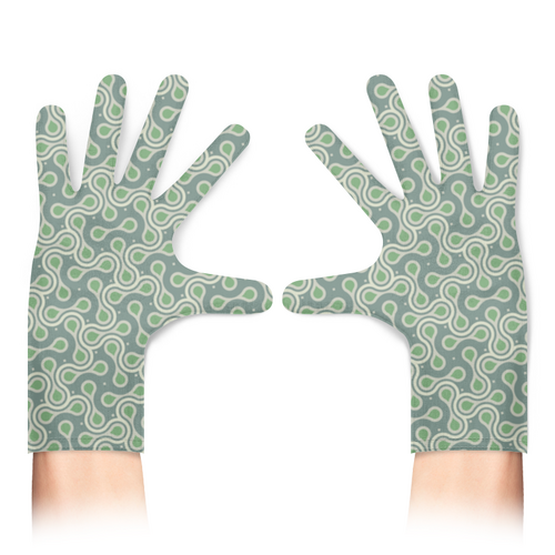 Заказать перчатки в Москве. Перчатки с полной запечаткой Зеленый узор от bd-art  - готовые дизайны и нанесение принтов.
