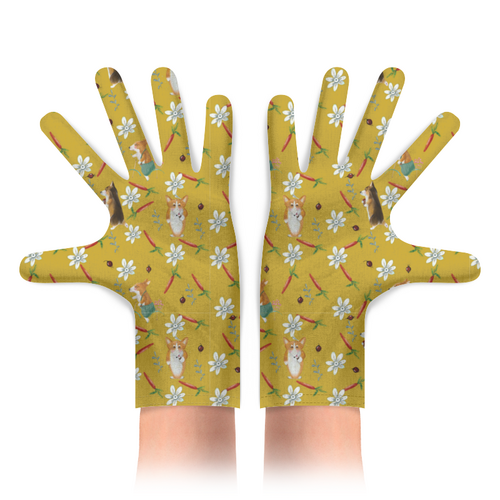 Заказать перчатки в Москве. Перчатки с полной запечаткой Летний корги от juliafast77 - готовые дизайны и нанесение принтов.