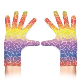Заказать перчатки в Москве. Перчатки с полной запечаткой Разноцветная Мозаика от MariYang  - готовые дизайны и нанесение принтов.
