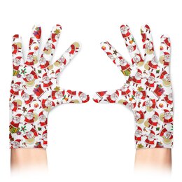 Заказать перчатки в Москве. Перчатки с полной запечаткой Дед Мороз от Media M  - готовые дизайны и нанесение принтов.