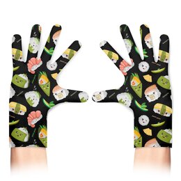 Заказать перчатки в Москве. Перчатки с полной запечаткой Кавайные суши от IrinkaArt  - готовые дизайны и нанесение принтов.