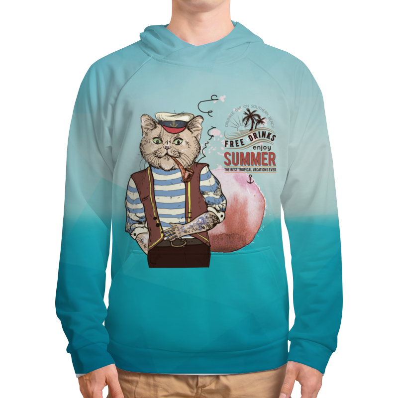 Printio Толстовка с полной запечаткой Кот моряк printio свитшот мужской с полной запечаткой кот моряк