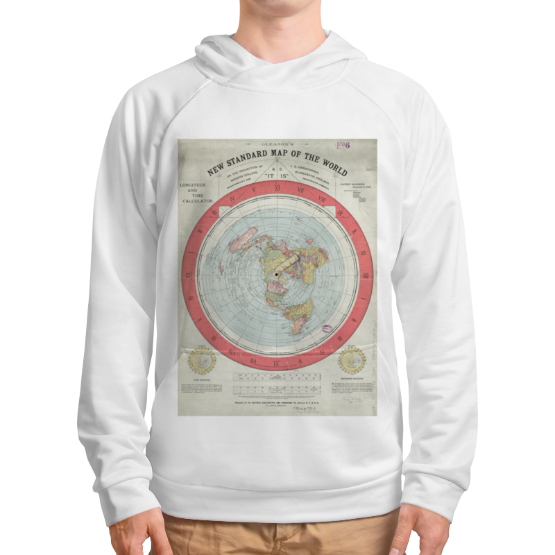 Printio Толстовка с полной запечаткой Карта плоской земли