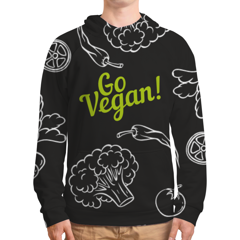 Printio Толстовка с полной запечаткой Go vegan!