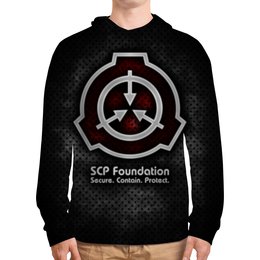 Заказать толстовку в Москве. Толстовка с полной запечаткой SCP Foundation от geekbox - готовые дизайны и нанесение принтов.