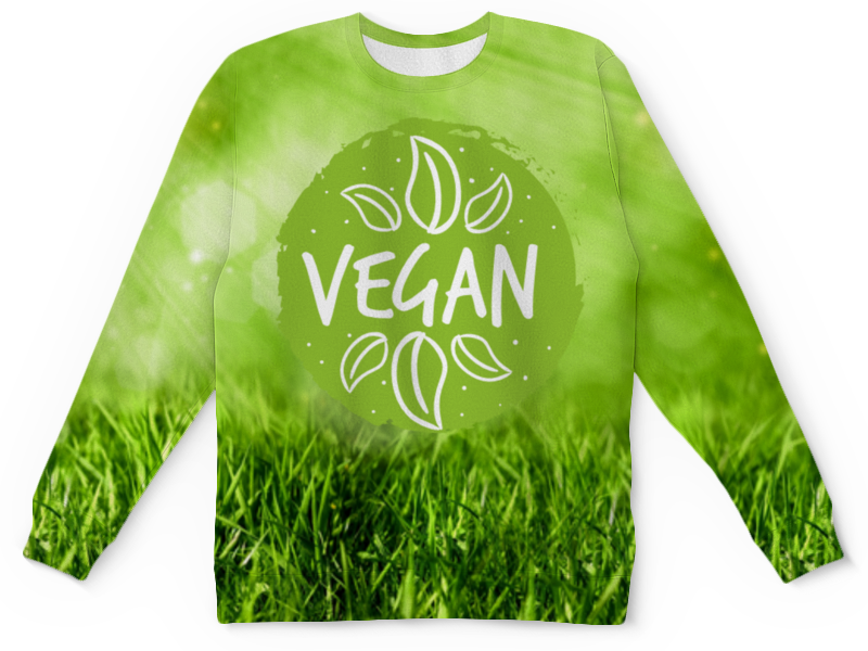 Printio Детский свитшот с полной запечаткой Go vegan!