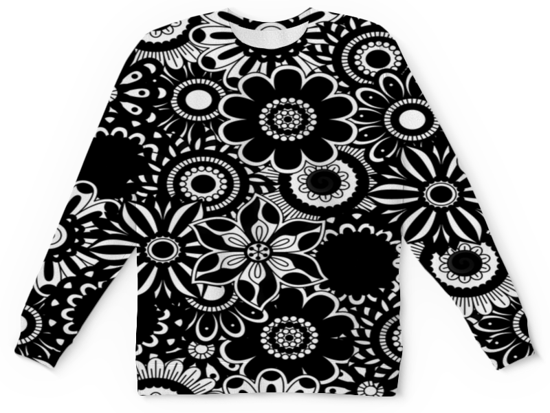 Printio Детский свитшот с полной запечаткой Черно-белые цветы printio свитшот мужской с полной запечаткой цветы черно белые