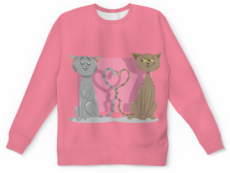 printio футболка с полной запечаткой мужская всё что тебе нужно ко дню влюблённых Printio Детский свитшот с полной запечаткой Влюблённые коты