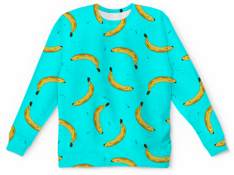 Printio Детский свитшот с полной запечаткой Бананы на голубом printio свитшот мужской с полной запечаткой бананы на сером