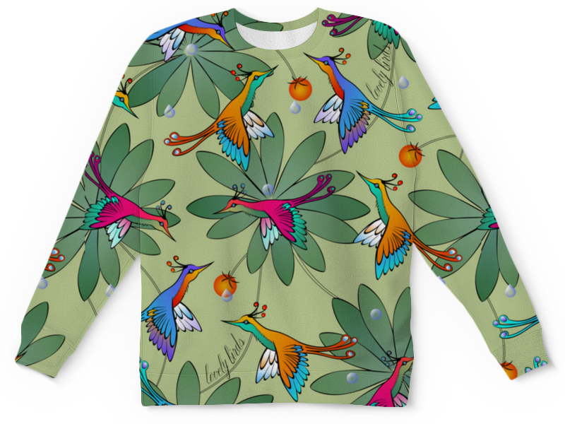 Printio Детский свитшот с полной запечаткой Lovely birds printio футболка с полной запечаткой для девочек lovely birds
