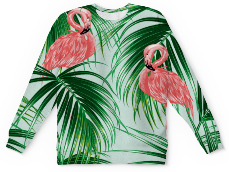 Printio Детский свитшот с полной запечаткой Фламинго пальмы
