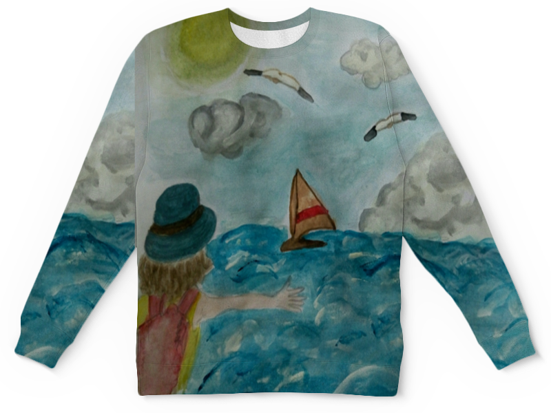 Printio Детский свитшот с полной запечаткой Море. облака. парус.