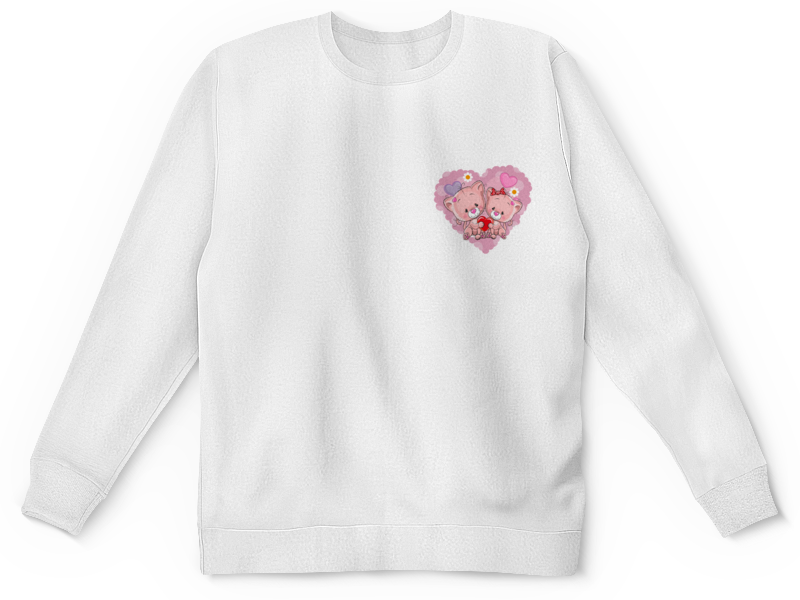 Printio Детский свитшот с полной запечаткой Розовые котята в седце. printio свитшот мужской с полной запечаткой зайка с сердечком