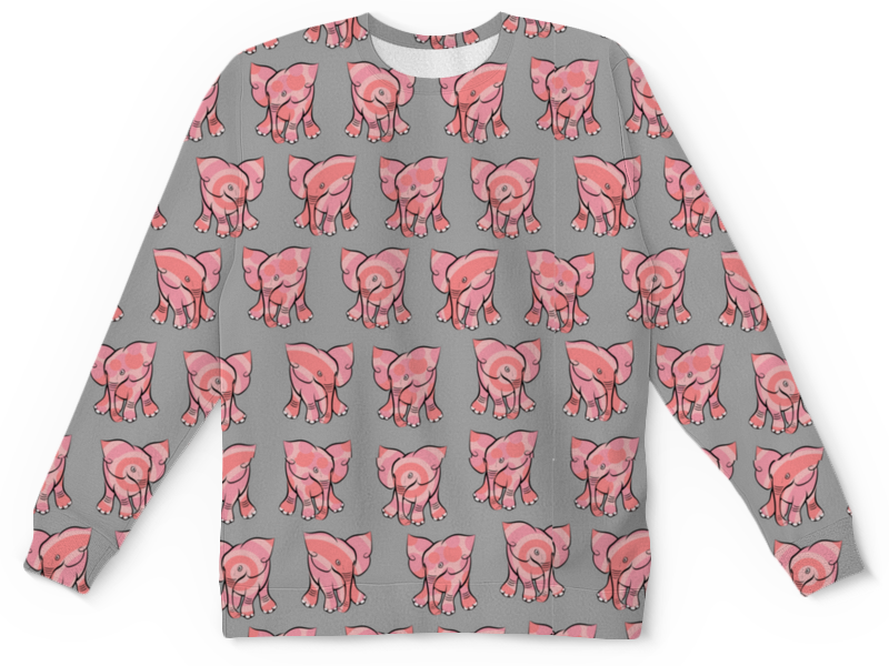 Printio Детский свитшот с полной запечаткой Розовый слоник