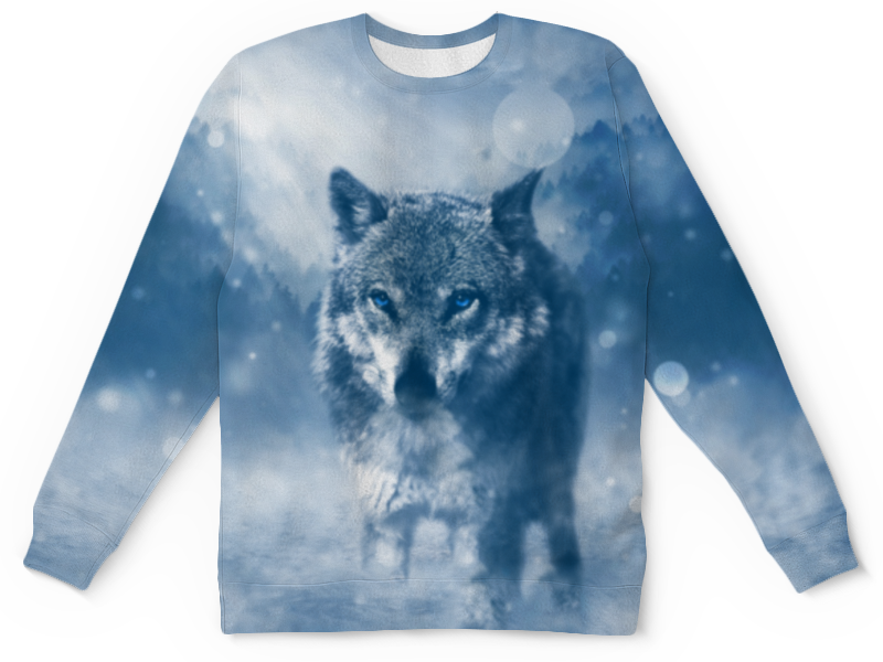 printio футболка с полной запечаткой мужская волк с голубыми глазами Printio Детский свитшот с полной запечаткой Волк с голубыми глазами