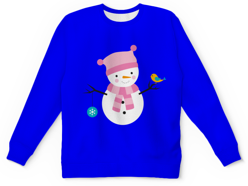 цена Printio Детский свитшот с полной запечаткой Снеговик