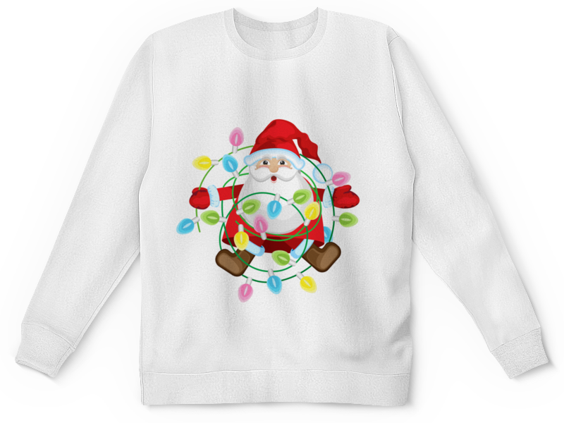 Printio Детский свитшот с полной запечаткой Санта в гирлянде printio детский свитшот с полной запечаткой санта и подарки