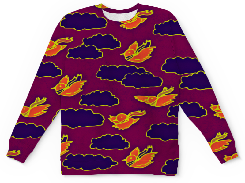 Printio Детский свитшот с полной запечаткой Птички и облака printio футболка с полной запечаткой женская птички и облака