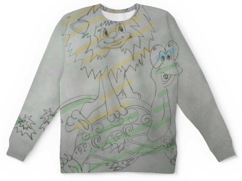Printio Детский свитшот с полной запечаткой Львенок и черепаха