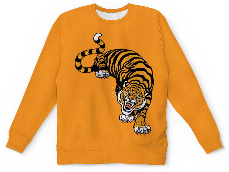 Printio Детский свитшот с полной запечаткой Свирепый тигр printio свитшот мужской с полной запечаткой свирепый тигр