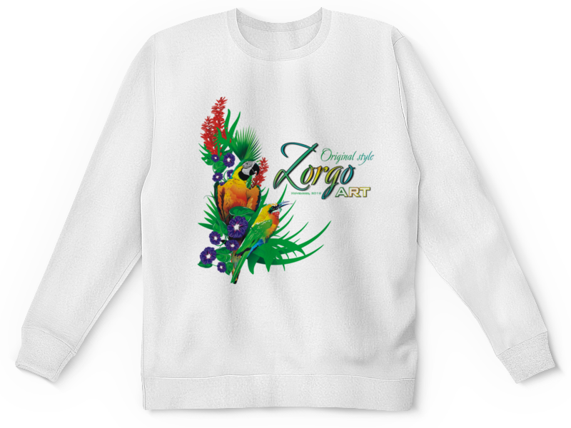 Printio Детский свитшот с полной запечаткой Тропические птицы от зорго арт. printio детский свитшот с полной запечаткой девушка с цветами