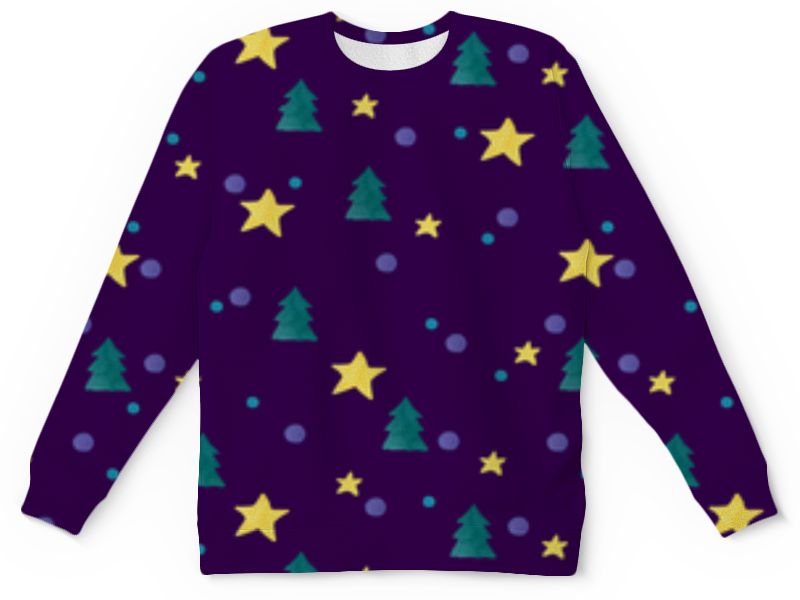 Printio Детский свитшот с полной запечаткой Звезды и елки printio детский свитшот с полной запечаткой новогодний