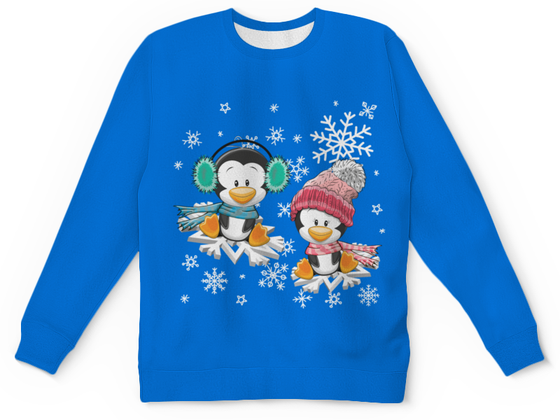 Printio Детский свитшот с полной запечаткой Пингвин зимой