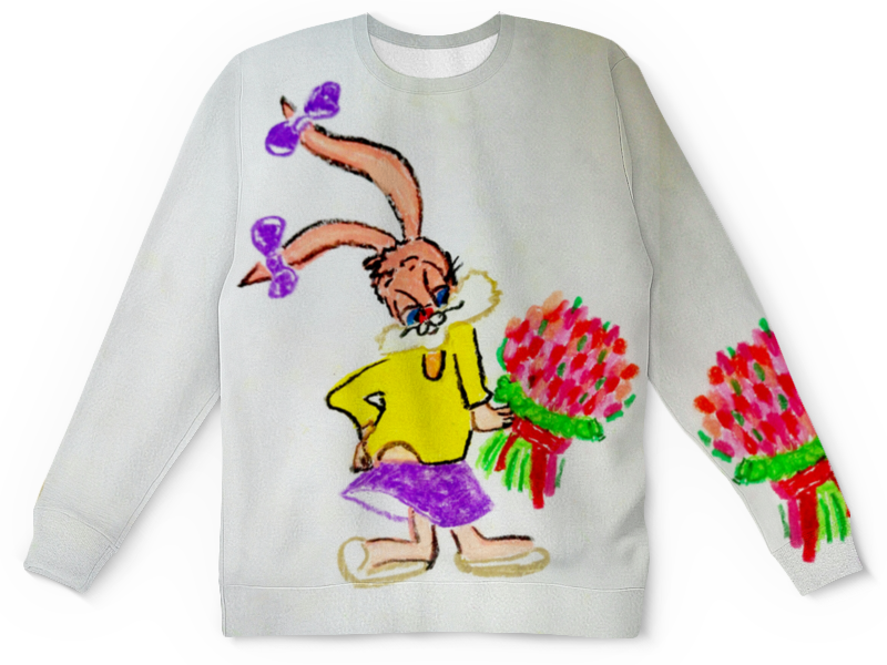 Printio Детский свитшот с полной запечаткой Зайка овалов лев букет алых роз