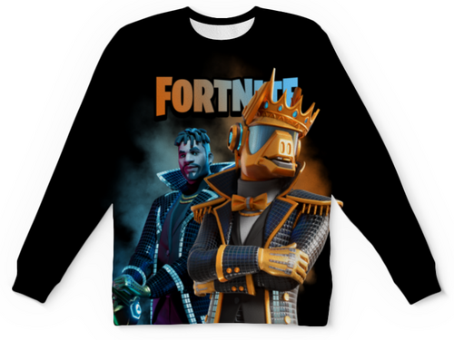 Заказать детские свитшоты в Москве. Детский свитшот с полной запечаткой FORTNITE от geekbox - готовые дизайны и нанесение принтов.