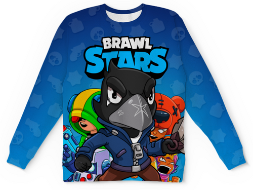 Заказать детские свитшоты в Москве. Детский свитшот с полной запечаткой BRAWL STARS от geekbox - готовые дизайны и нанесение принтов.