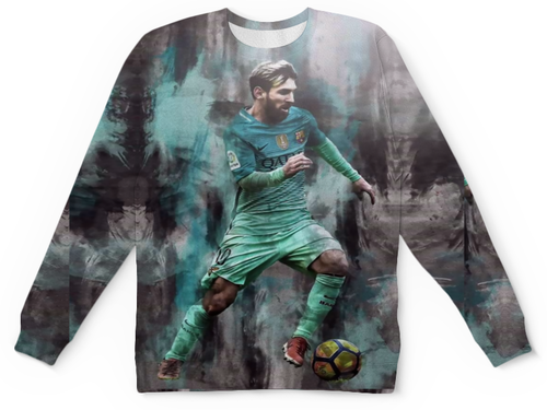 Заказать детские свитшоты в Москве. Детский свитшот с полной запечаткой Lionel  Messi (1) от T-shirt print  - готовые дизайны и нанесение принтов.