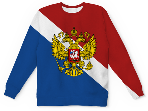 Заказать детские свитшоты в Москве. Детский свитшот с полной запечаткой Флаг России от THE_NISE  - готовые дизайны и нанесение принтов.