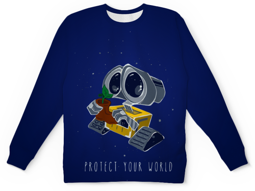 Заказать детские свитшоты в Москве. Детский свитшот с полной запечаткой WALL-E     от T-shirt print  - готовые дизайны и нанесение принтов.